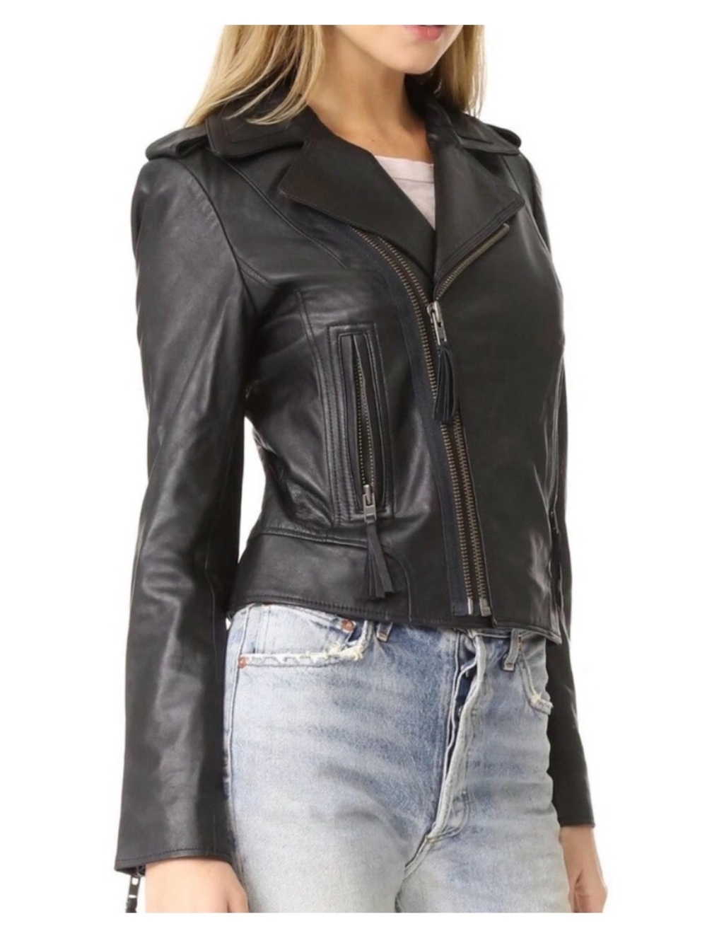 Joie Ailey Women's Black Leather Moto Jacket size XS
